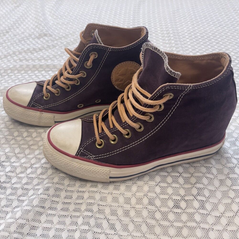 Converse Chuck Taylor All Star Lux Purple Suede Hidden Wedge Heel Mid Women 7